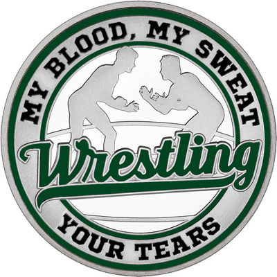 Dark Green "Wrestling" with Dark Green Outer Circular Borders